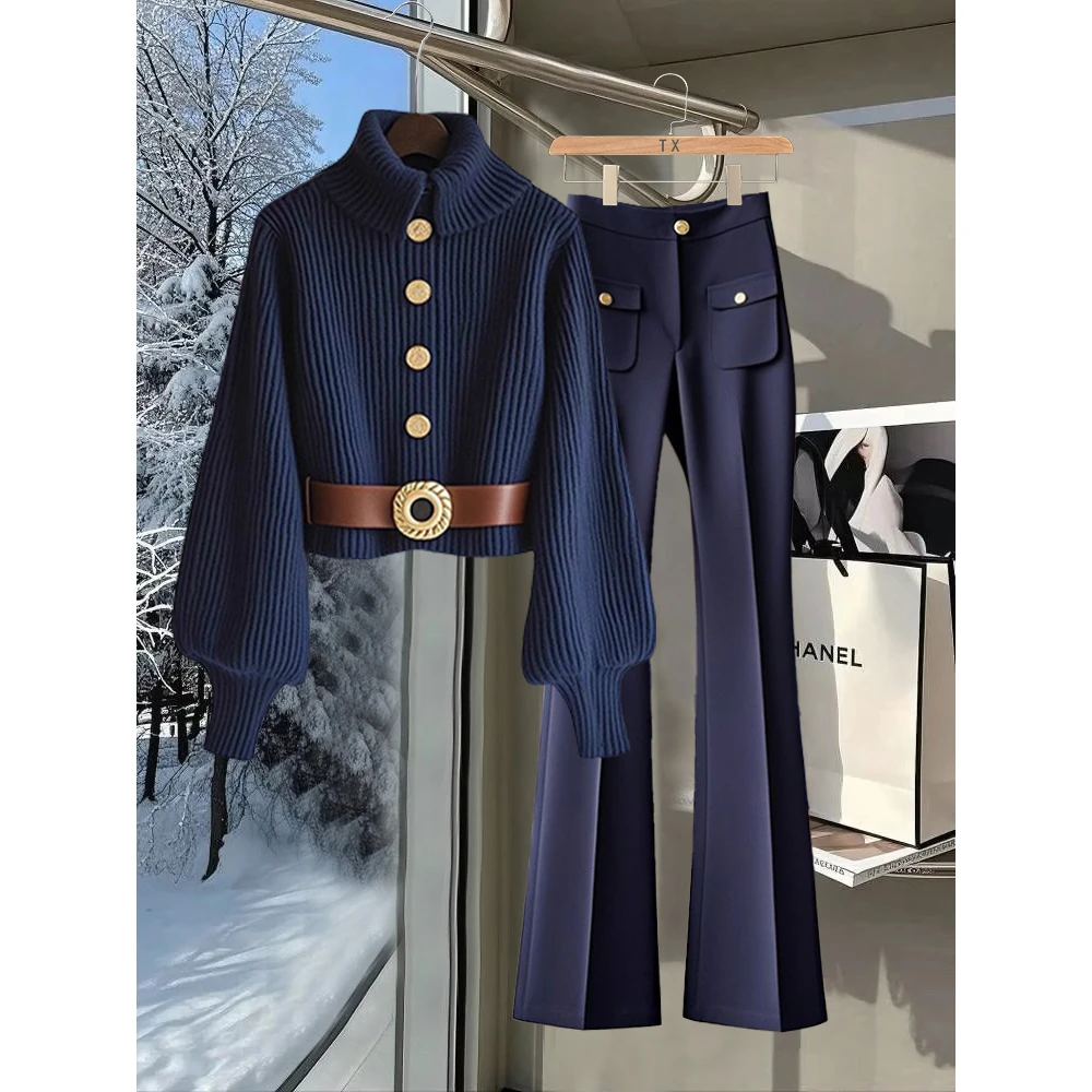 2025秋冬穿搭一整套欧货职业漂亮女装显瘦上衣通勤时尚百搭直筒裤