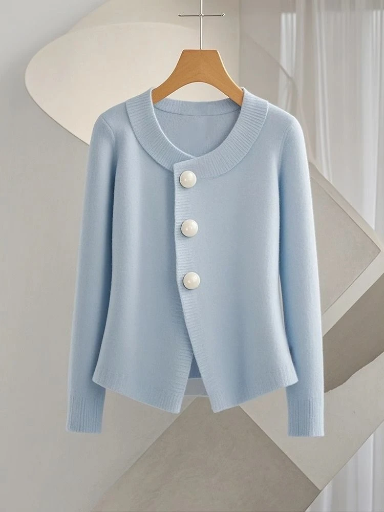 韩系休闲慵懒简约百搭气质通勤针织开衫上衣女装2024秋冬流行新款