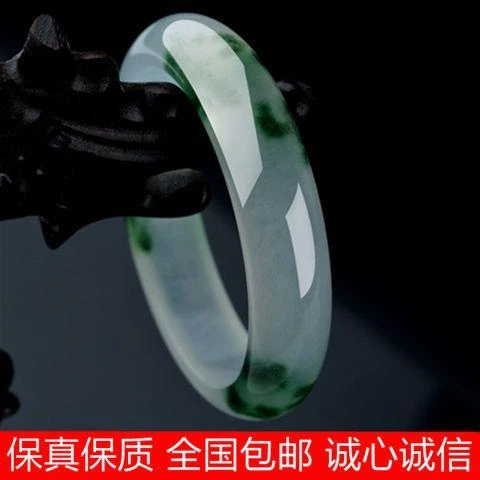 旺夫玉女款票花色玉手镯白色玉手镯送爱人送妈妈送闺蜜礼物