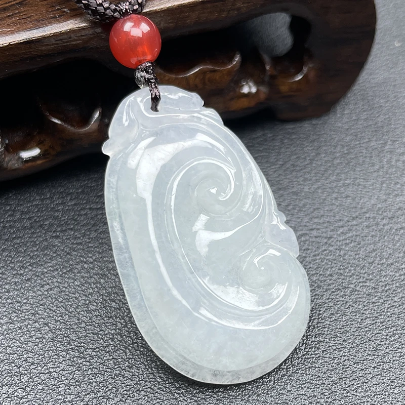 天然缅甸翡翠A货正品冰如意挂件事事如意吊坠翡翠真品女士项链妈