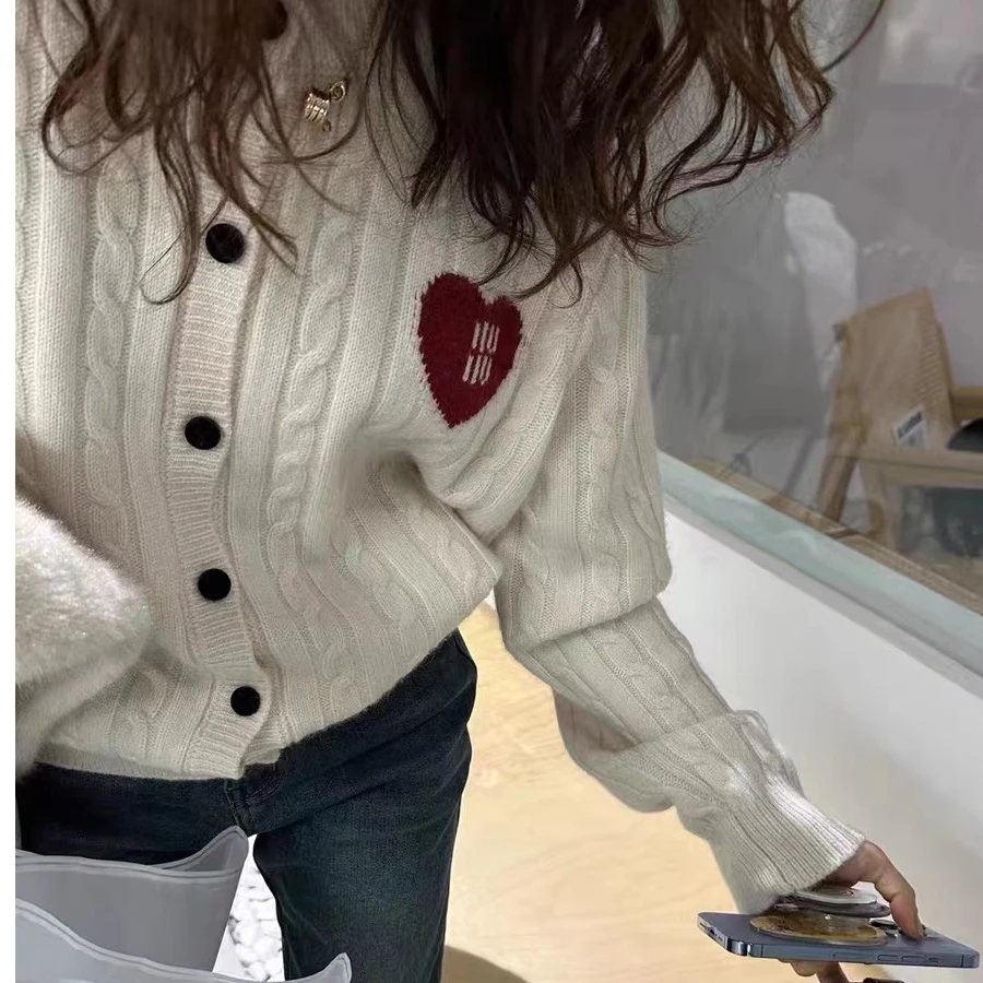 100%羊毛衫针织开衫极简风毛衣外套长袖秋冬季新款小香风圆领上衣