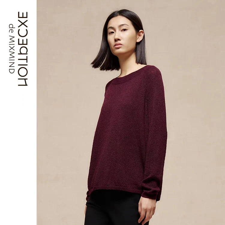 EXCEPTION例外新款毛针织衫绵羊毛圆领收腰套头毛衣A124-D2D07