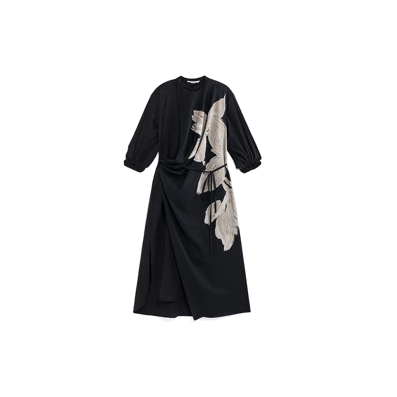 EXCEPTION例外新款拔印宽松新中式连衣裙女A124-D1J10