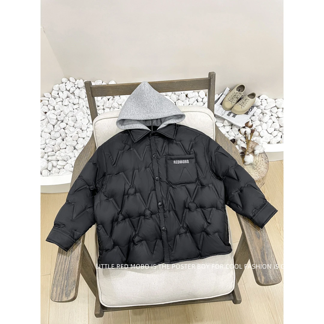 【现现】童装儿童羽绒服连帽90白鸭绒2024秋冬新款男童外套MMY84778