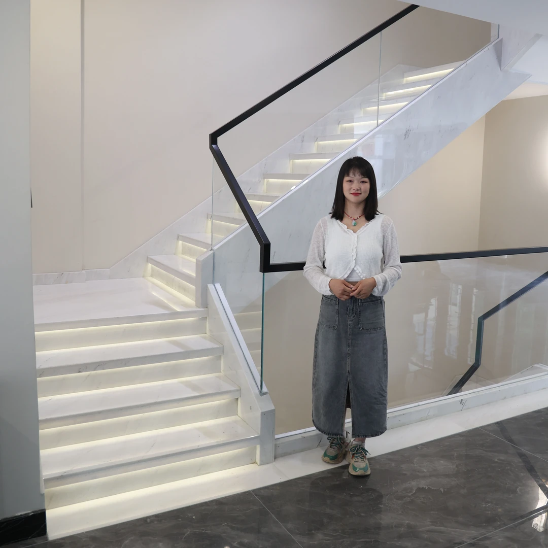 天然大理石南斯拉夫白楼梯踏步