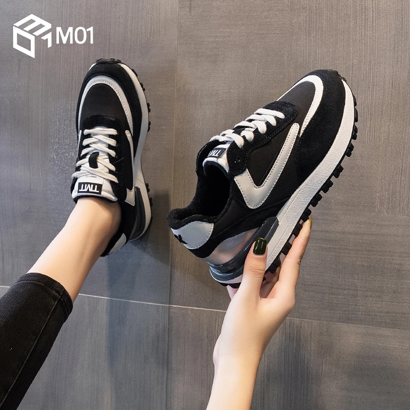 M01阿甘鞋女2025春秋新款百搭网红超火爆款老爹鞋黑色运动休闲鞋