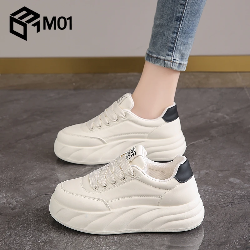 M01踩屎感小白鞋女秋季2025新款爆款百搭防滑运动休闲鞋厚底板鞋