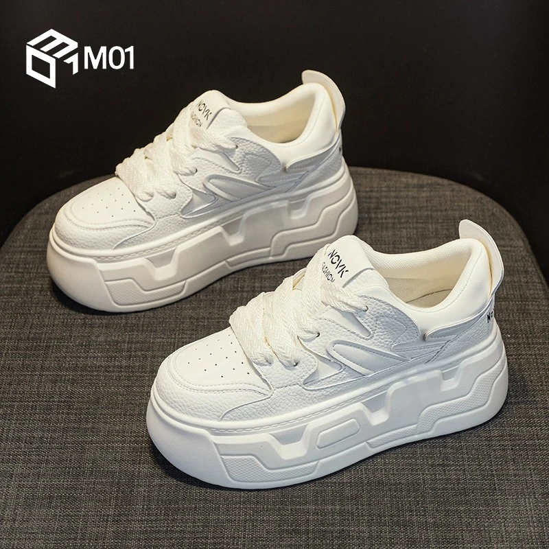 M01内增高小白鞋女2025新款春季加绒秋冬厚底松糕小个子休闲板鞋