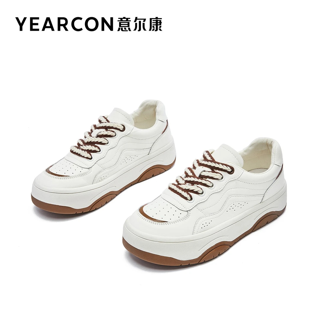 YEARCON/意尔康休闲鞋女夏季2023新款百搭防滑厚底鞋时尚小白鞋