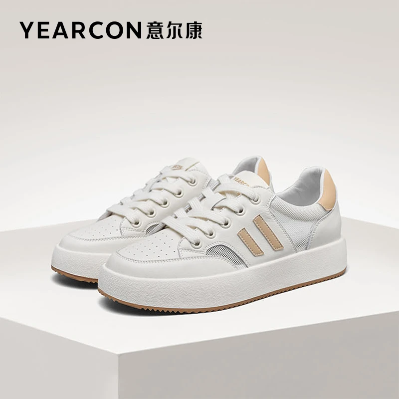意尔康女鞋2022夏季新款女士平底休闲鞋透气时尚潮流百搭英伦风