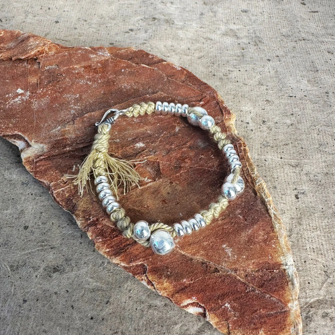 925银手链 大喜原创【盘缠银珠】复古轻奢素雅气质时尚百搭小众手链