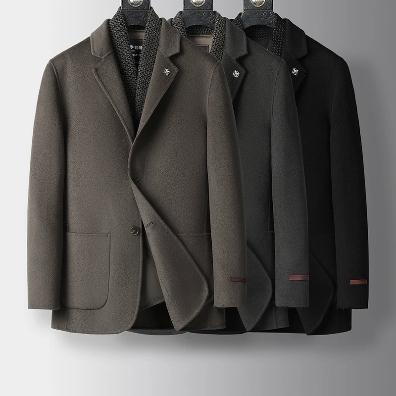 【100% 羊毛】秋冬季高端男士短款毛呢大衣纯羊毛毛呢休闲西服外套