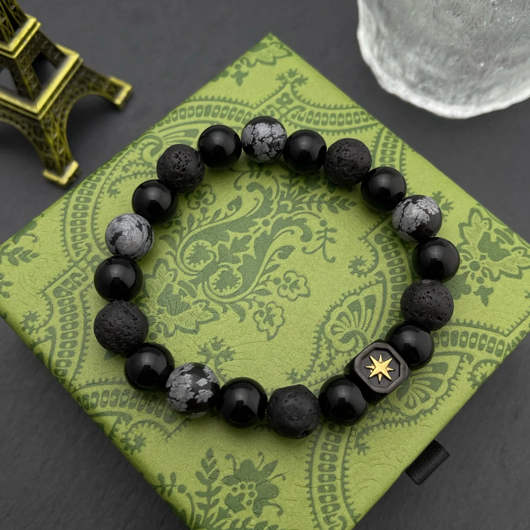 钛钢手链 璀璨之星个性男士手链 原创设计雪花石情侣手链男女潮款