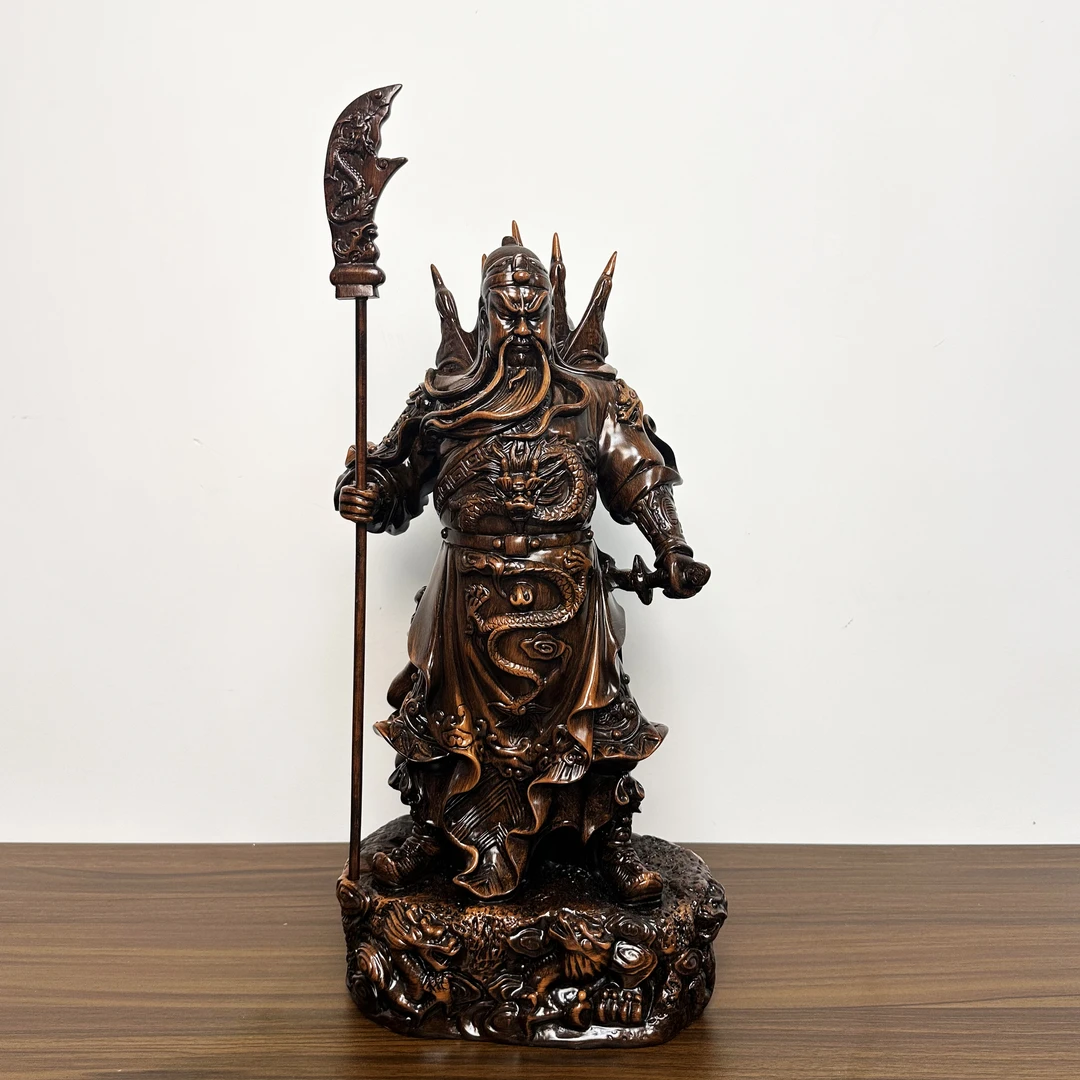 立刀  小号九龙关公插旗摆件关羽关二爷中式大号办公室玄关博古架