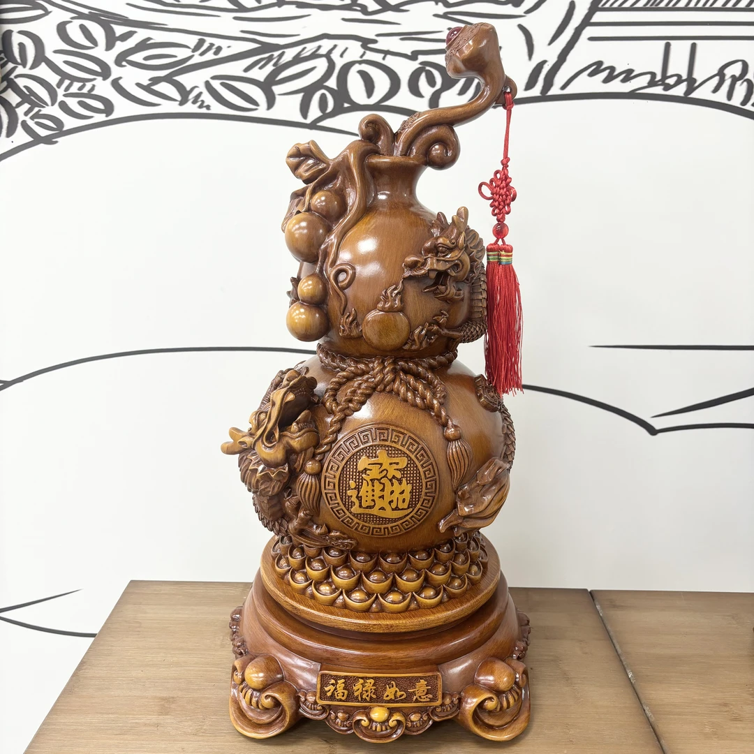 祥龙葫芦旋转葫芦摆件 创意中式大号玄关摆设