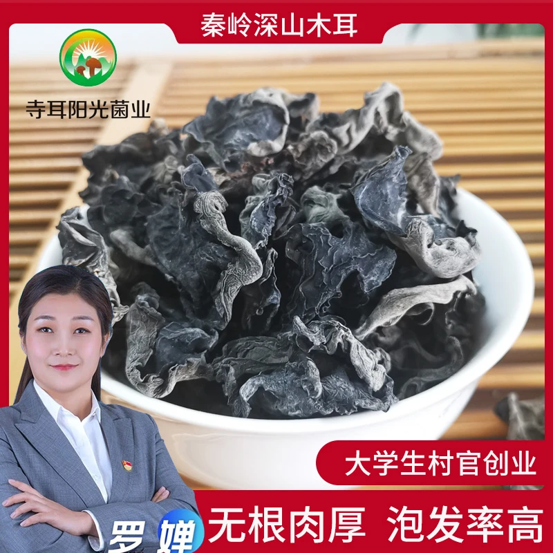 秦岭爽滑深山段木木耳250克袋装生态营养晒干黑木耳干货肉厚无根