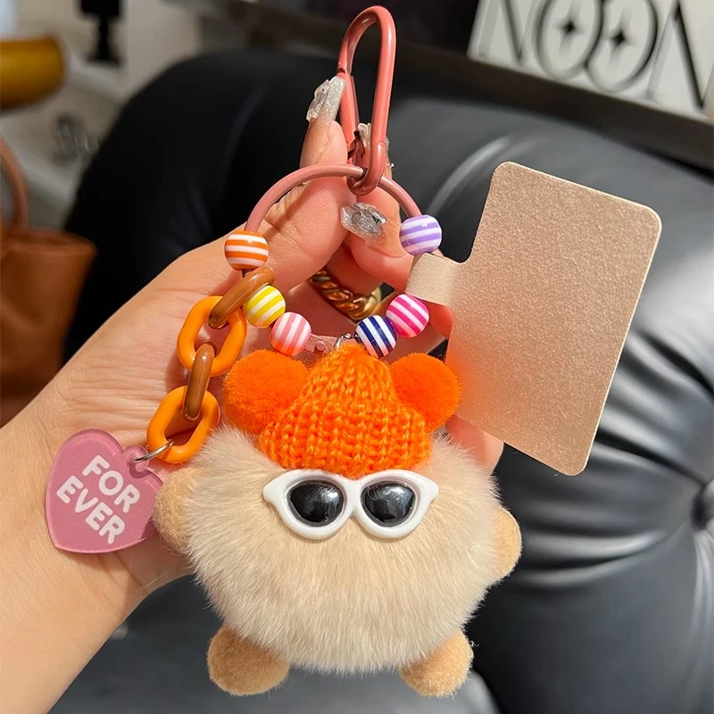 可爱獭兔毛小煤球包包挂件书包丑东西公仔挂饰卡通玩偶汽车钥匙扣