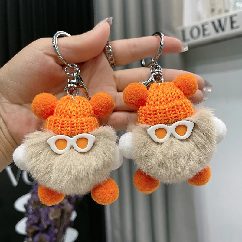可爱獭兔毛小煤球包包挂件书包丑东西公仔挂饰汽车卡通毛绒钥匙扣