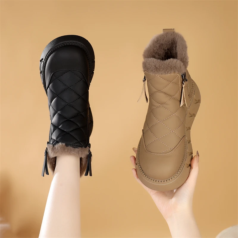 东北厚底雪地靴女2024冬季新款时尚增高加绒保暖防寒防水显瘦棉靴