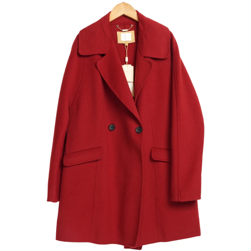 LAI睐玛菲女装新款洋气通勤百搭时尚女棕红色大衣-32651