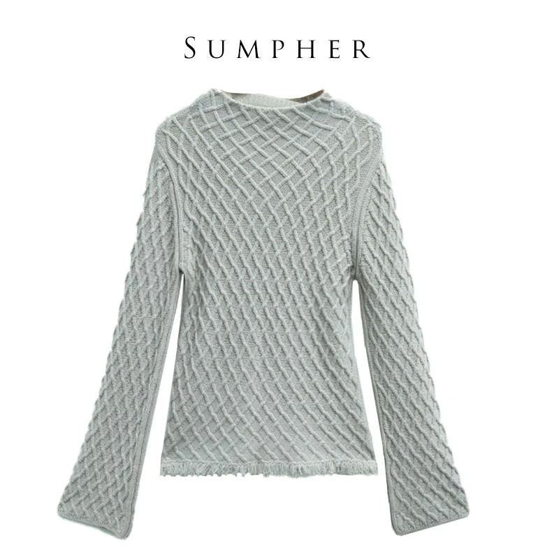 【卡利亚某里】玛菲女装高端洋气气质百搭浅灰色女秋冬上衣-M0204