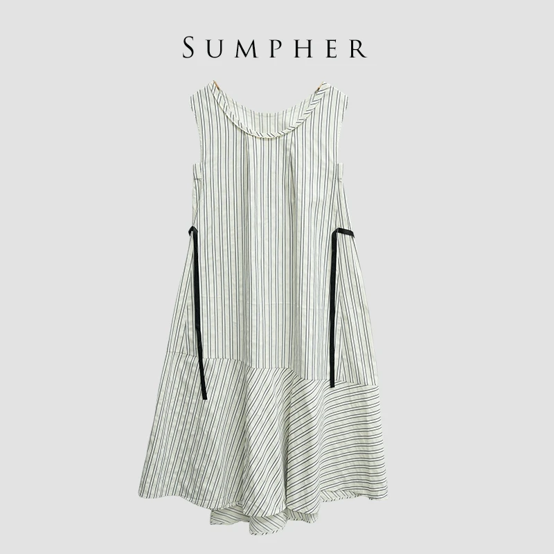 【广州杰哥Jack】Sumpher米家专柜新款百搭米色条纹连衣裙-17212