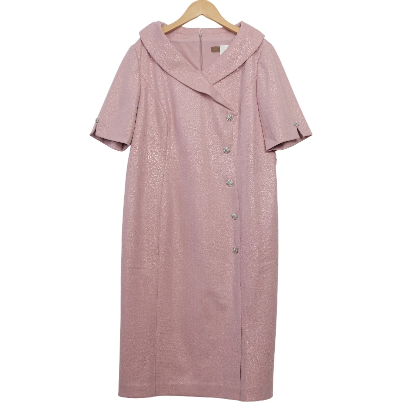 慕天姿女装新款洋气通勤粉女连衣裙-17563