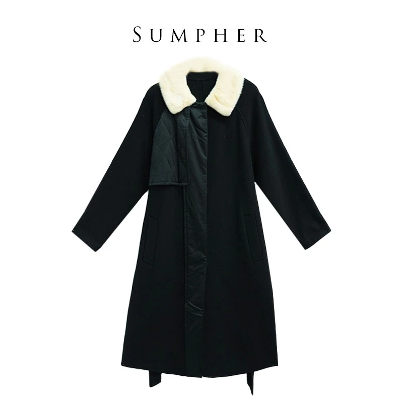 【银钻大衣】精选冬玛菲高端洋气气质秋冬新款女士黑色大衣-17125