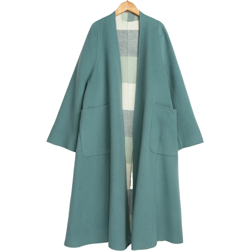 LAI睐玛菲女装新款洋气通勤百搭时尚女蓝绿色大衣-33353