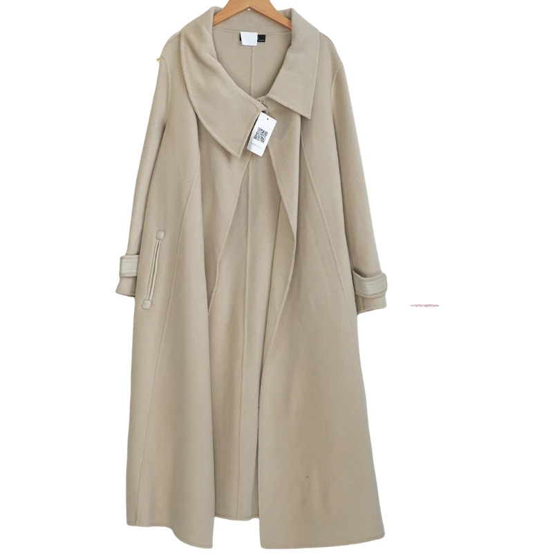 【银钻大衣】精选玛菲高端洋气气质秋冬新款气质米色女大衣-8806