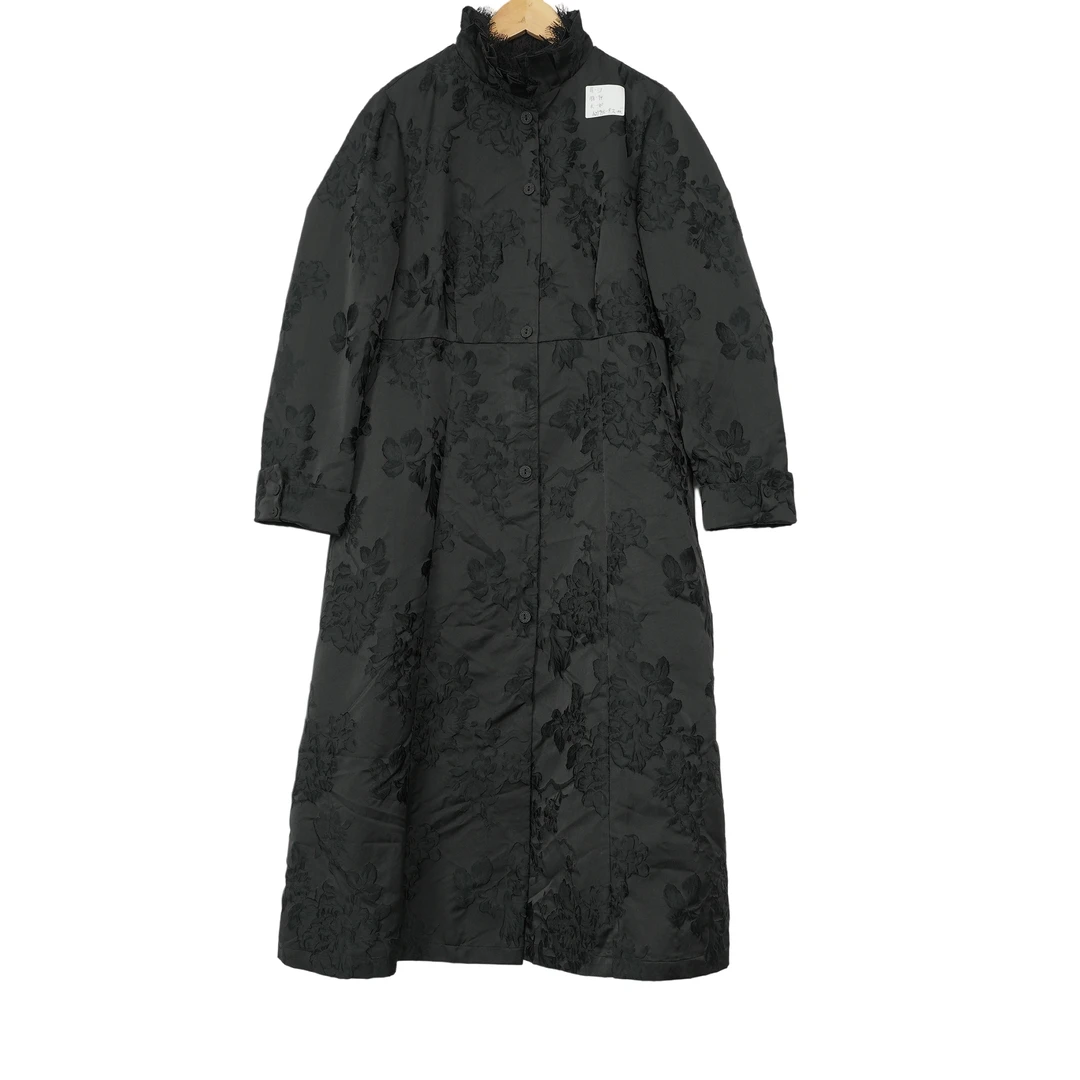 遇见某天精选女装新款女国风气质黑花风衣-621798