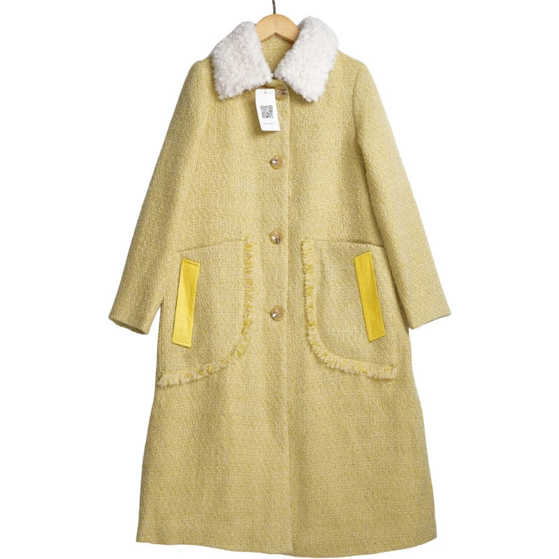 【银钻家】精选玛菲新款高端冬季女士黄色大衣-17590