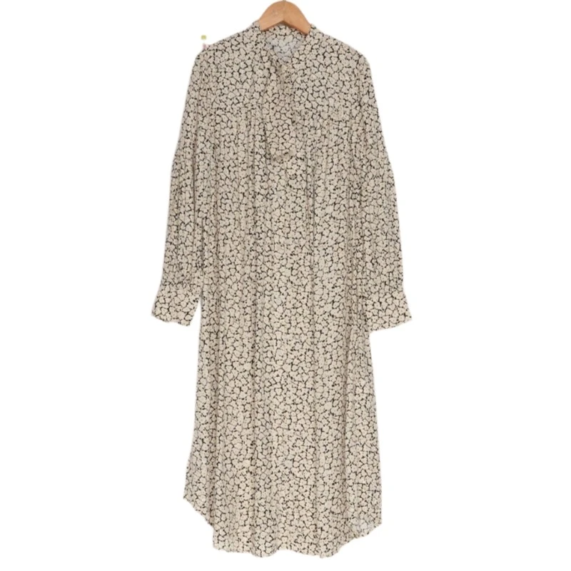 丽某莫精选女装新款洋气通勤气质杏色花女士连衣裙-0620