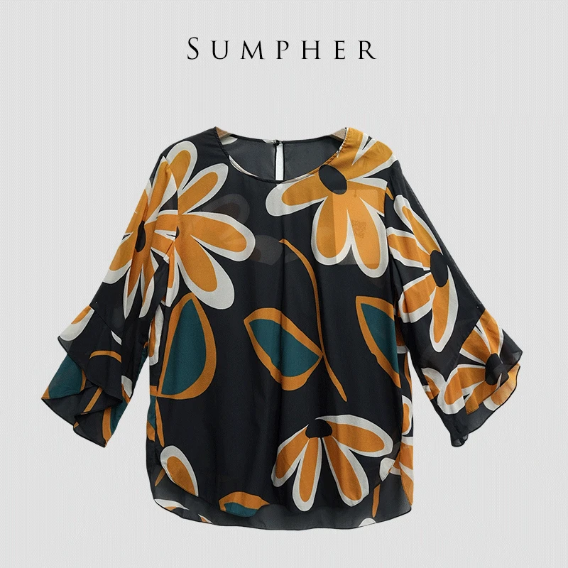 【广州杰哥Jack】Sumpher米家专柜新款百搭高端黑底花色上衣-14015