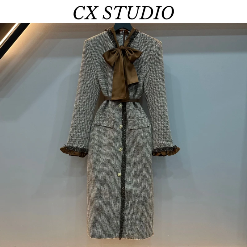 [QC]编码52 经典轻奢气质时尚秋季毛呢外套连衣裙(定制女装）TG362