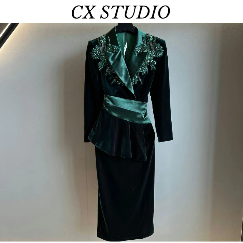 [新1]编码62 经典收腰轻奢气质时尚秋季连衣裙(定制女装）TG276