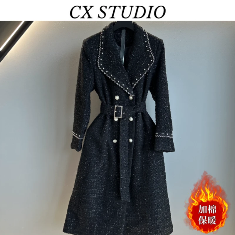 QC编码57 经典收腰轻奢气质时尚秋季毛呢外套(定制女装）TG335