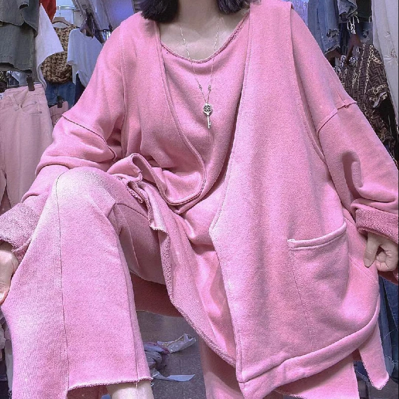 毛圈三件套（卫衣+马甲+卫裤）