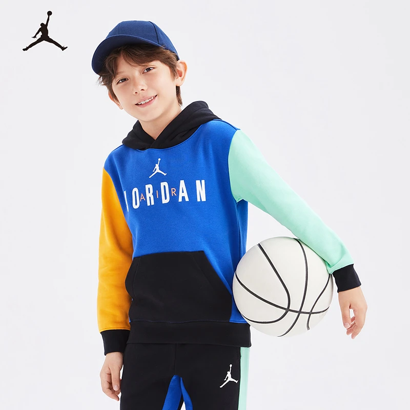 Air Jordan 童装套头连帽撞色拼接卫衣  JDB-PO-A972
