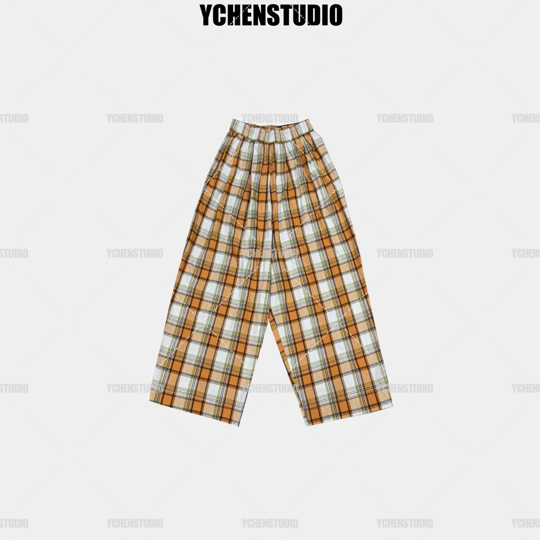 YCHENSTUDIO橙子格子裤百搭夏季6008516