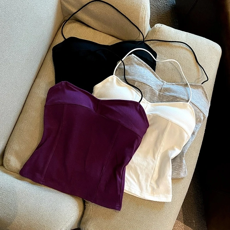 黛荔芬夏季带胸垫背心薄款内衣女清爽抹胸无痕免穿内搭文胸247