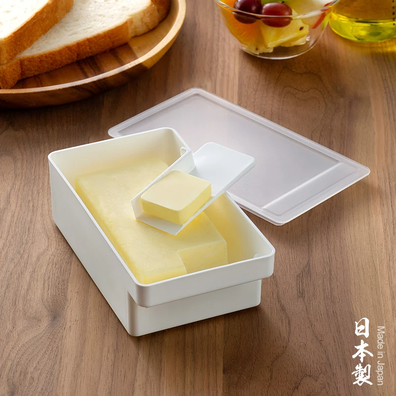 日本进口黄油切割储存盒冰箱奶酪芝士片保鲜盒收纳牛油乳酪切块器
