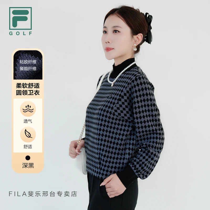Fila/斐乐女装【柔软舒适圆领卫衣】秋冬高尔夫针织上衣A11W 345405