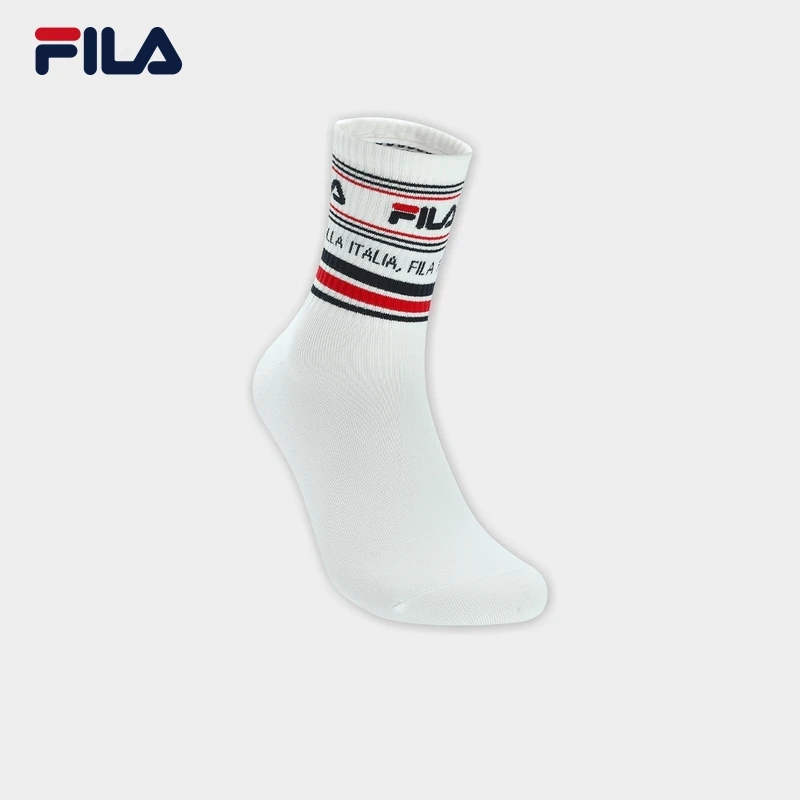 Fila/斐乐中腰袜2024秋季款撞色条纹休闲中筒袜运动袜F13M439303F
