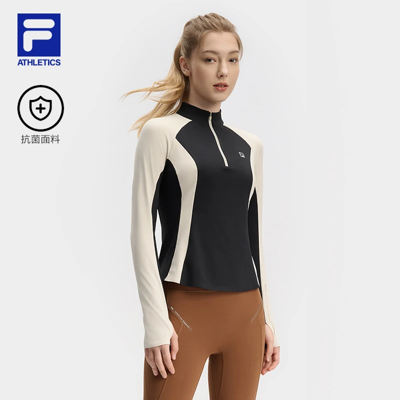 Fila/斐乐女春季【修身立领内搭】运动健身针织长袖上衣A11W441207F