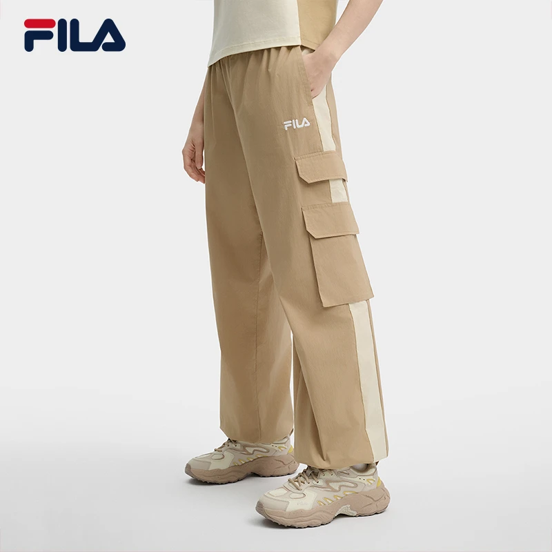 Fila/斐乐女秋季【杨幂同款】百搭宽松直筒梭织运动长裤F11W439806F