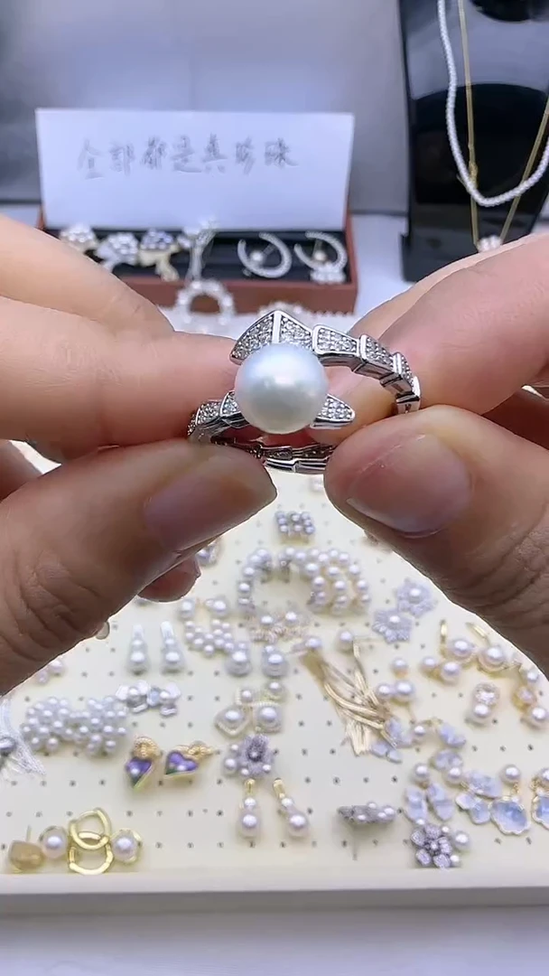 【闪购商品】淡水珍珠戒指银S925镶嵌蛇戒