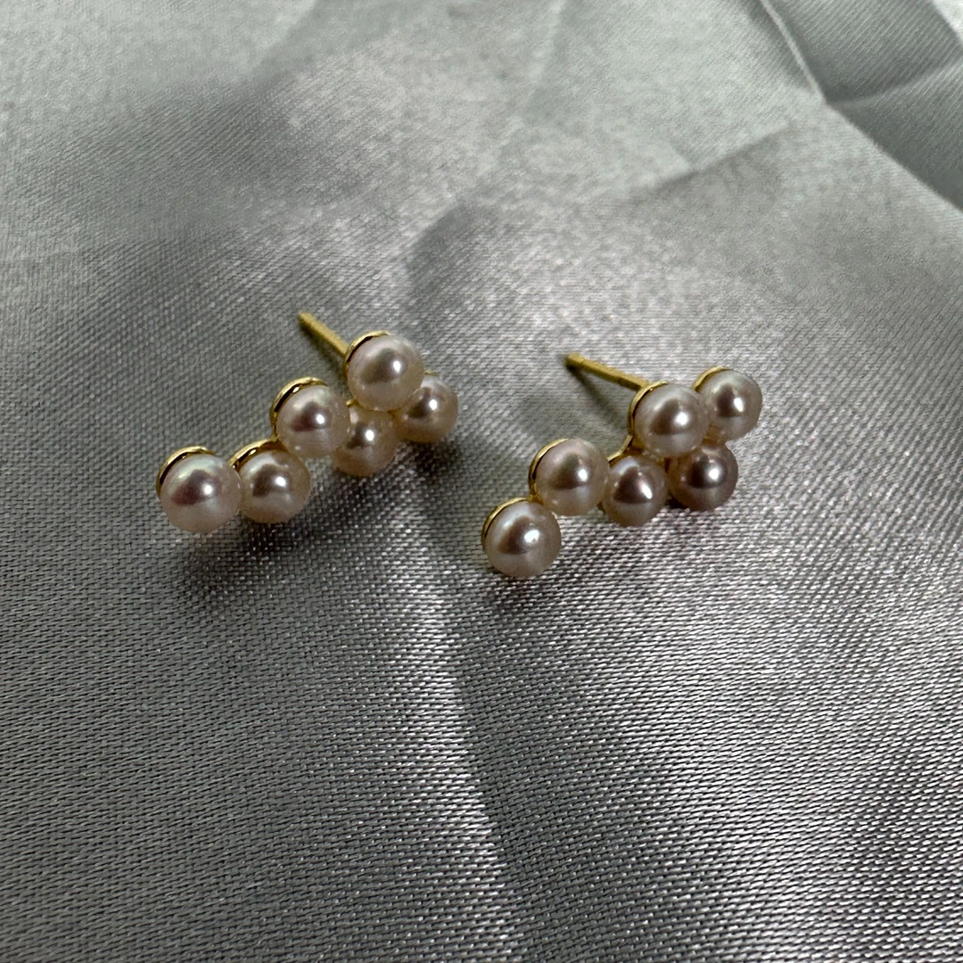 淡水珍珠葡萄多珠耳饰通体S925银轻奢时尚百搭镶嵌耳饰（70）