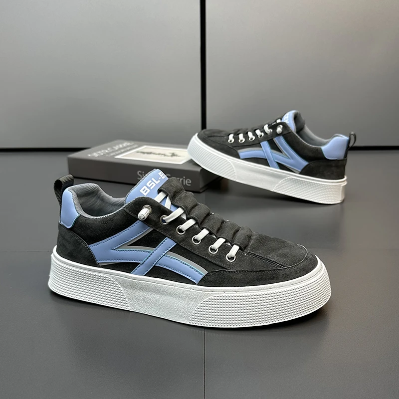 夏季男鞋潮流百搭透气韩版低帮板鞋夏季皮面韩版时尚男士运动鞋男
