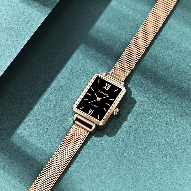 手表气质轻奢时尚女士简约ins腕表网红百搭防水复古小众精致方形